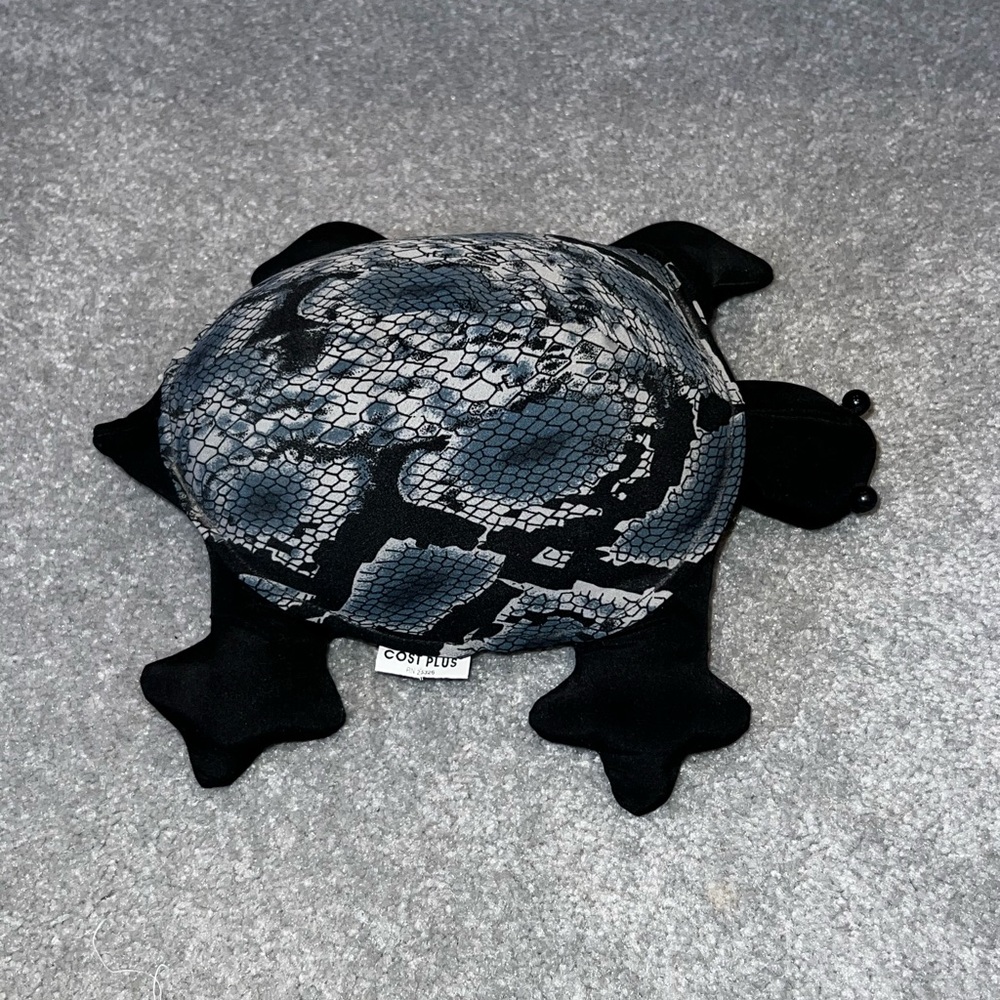 Vintage Cost Plus Blue & Black Turtle Bean Bag Plushie Stuffed Animal - Picture 3 of 11